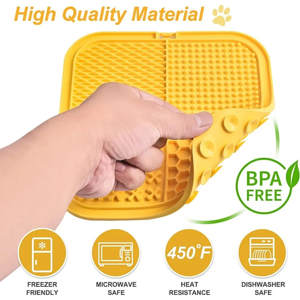Premium Silicone Licking Mat for Dogs & Cats,Slow Feeder, Boredom Reducer, Anxiety Relief, Dishwasher Safe, Food Grade
