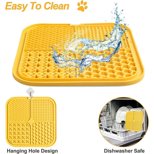 Premium Silicone Licking Mat for Dogs & Cats,Slow Feeder, Boredom Reducer, Anxiety Relief, Dishwasher Safe, Food Grade