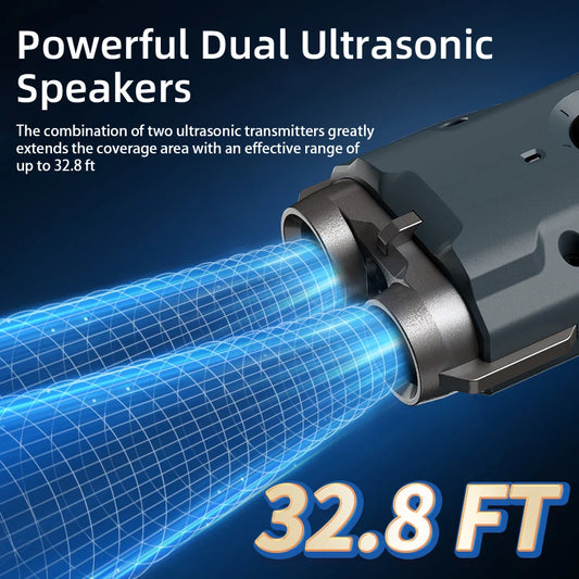 ROJECO Dog Repeller Ultrasonic Dog Alarm Anti Barking Deterrent Device Rechargeable High Power Dogs Repeller With LED Flashlight