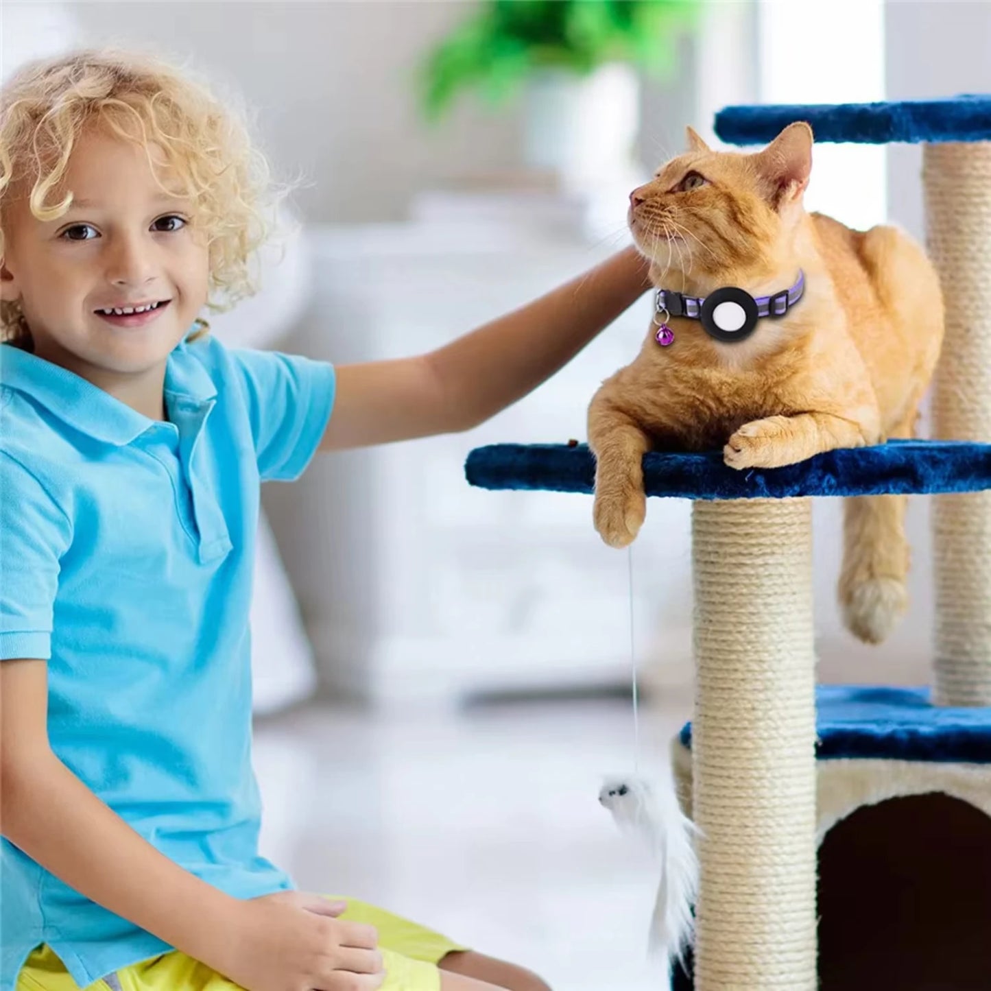 Pet Cat GPS  Tracking  with Holder Reflective Cat Collar with Bell Ring Locator Pet Accessories  paw