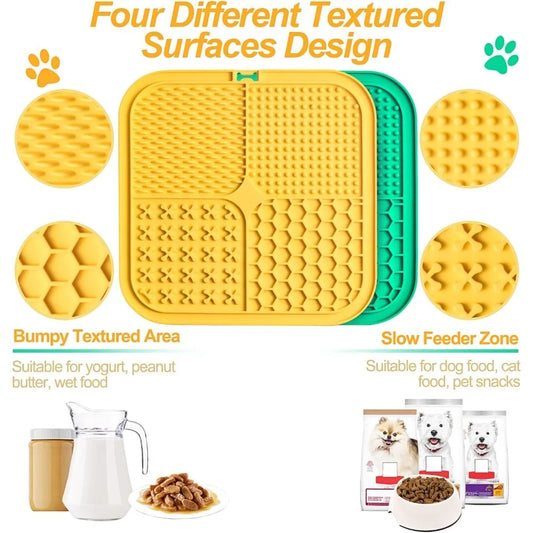 Premium Silicone Licking Mat for Dogs & Cats,Slow Feeder, Boredom Reducer, Anxiety Relief, Dishwasher Safe, Food Grade