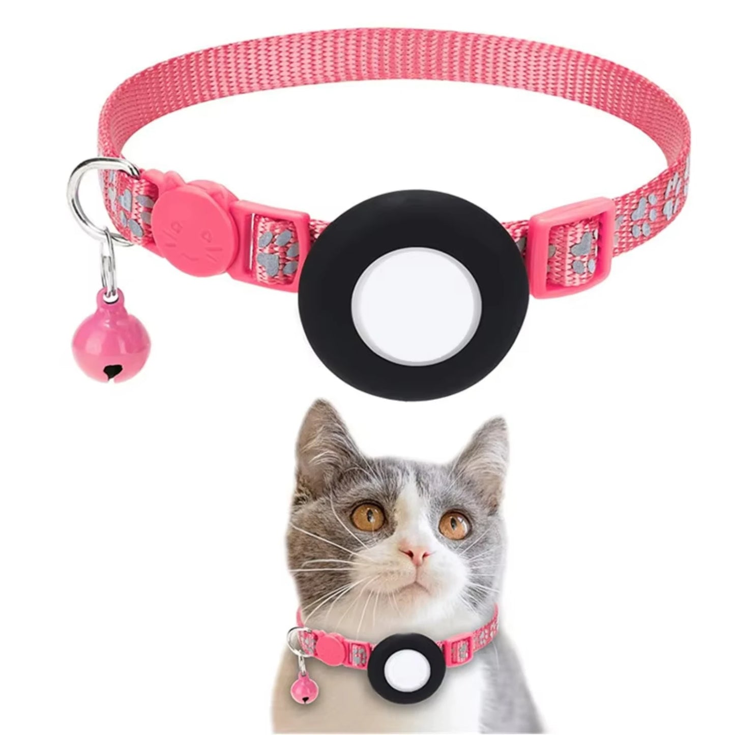 Pet Cat GPS  Tracking  with Holder Reflective Cat Collar with Bell Ring Locator Pet Accessories  paw