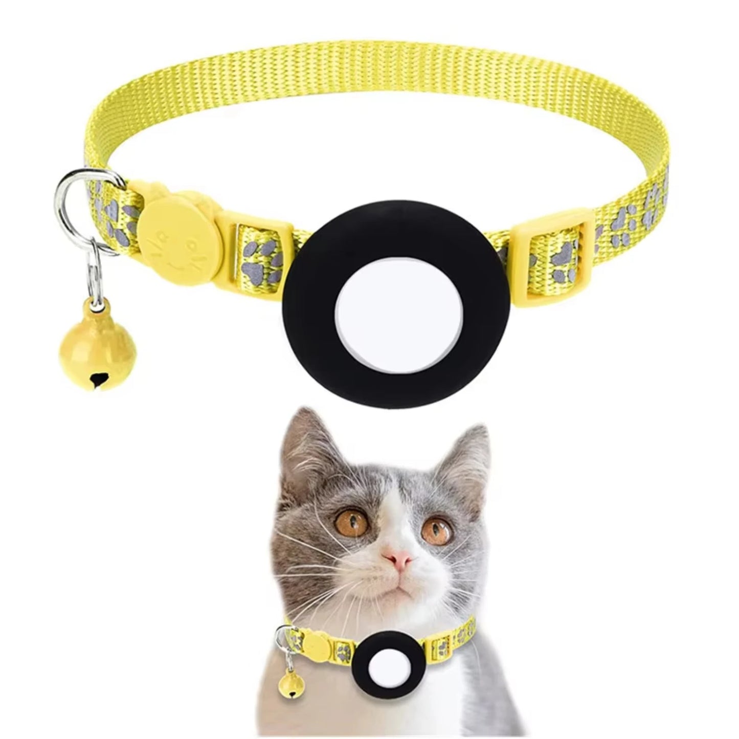 Pet Cat GPS  Tracking  with Holder Reflective Cat Collar with Bell Ring Locator Pet Accessories  paw